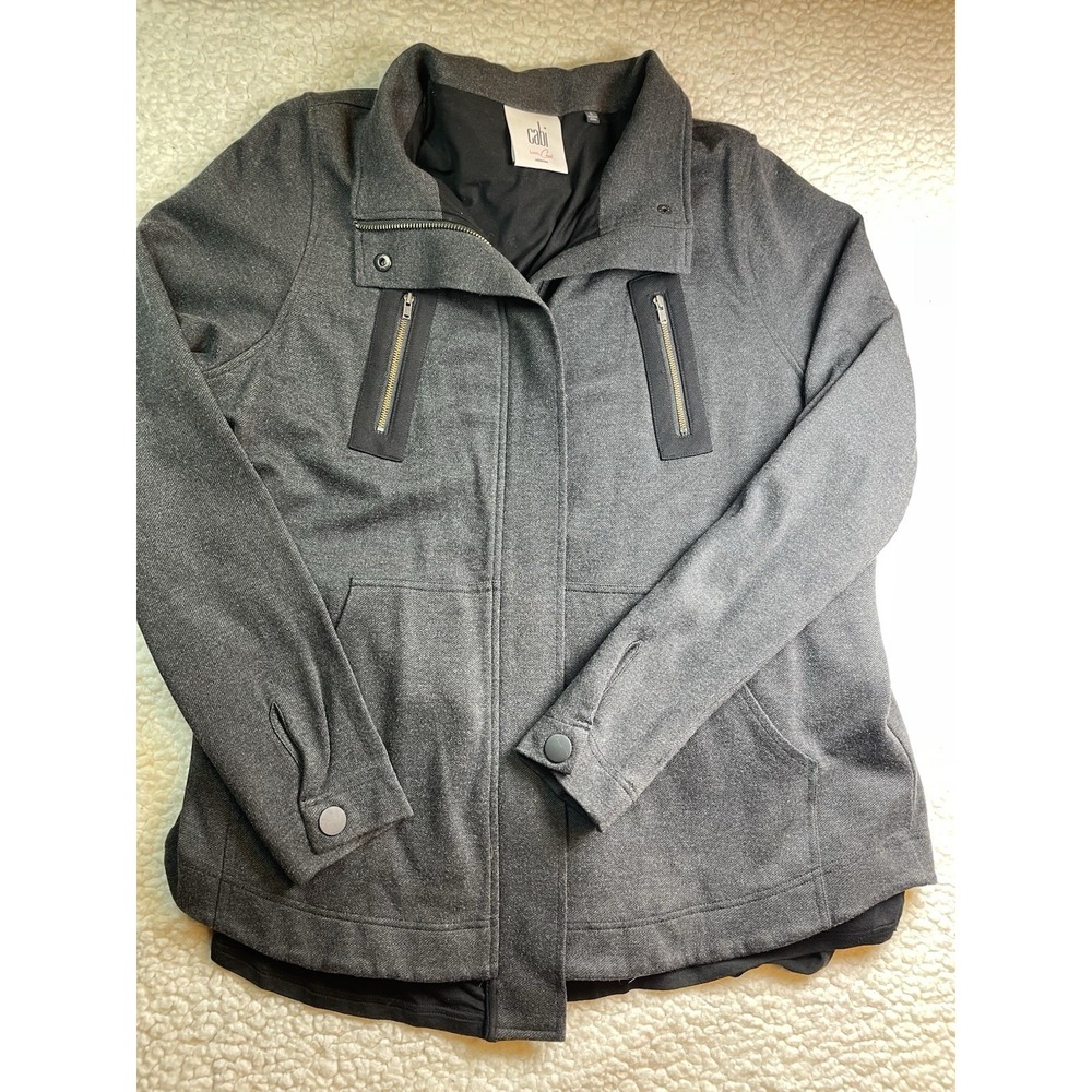 Cabi Modern Mesh Back Jacket in Heather Gray 3184 Size L Women's With Belt